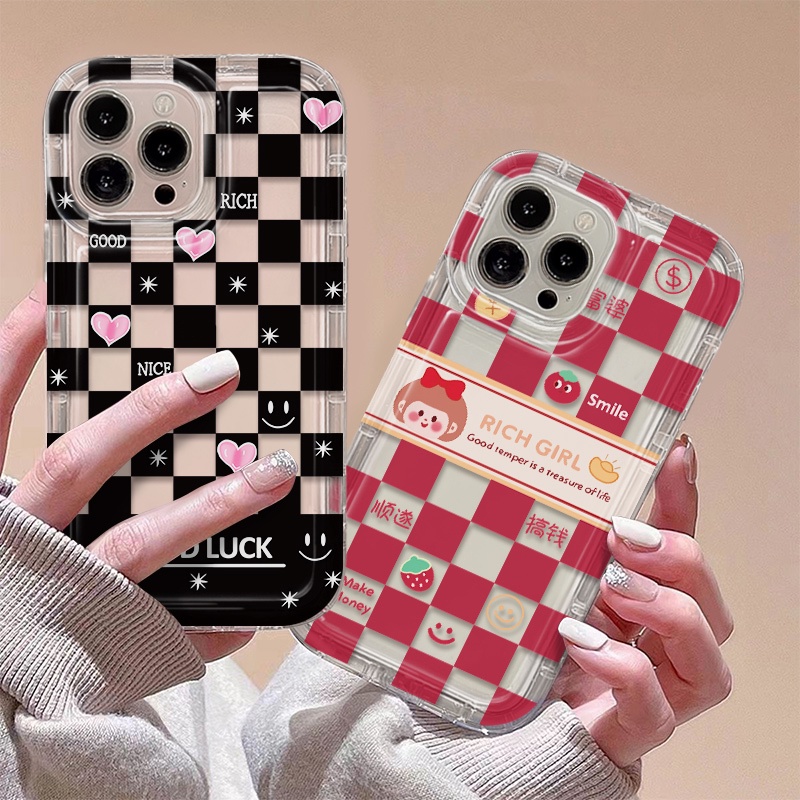 Ốp Điện Thoại Silicon TPU Mềm Trong Suốt Họa Tiết Ca Rô Dễ Thương Cho IPhone 14 13 12 11 Pro XS Max X XR 7 8 Plus