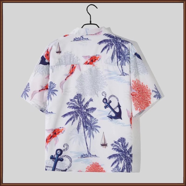 Áo Sơ Mi Ngắn Tay In Họa Tiết Cây Dừa Phong Cách Hawaii Dành Cho Nam