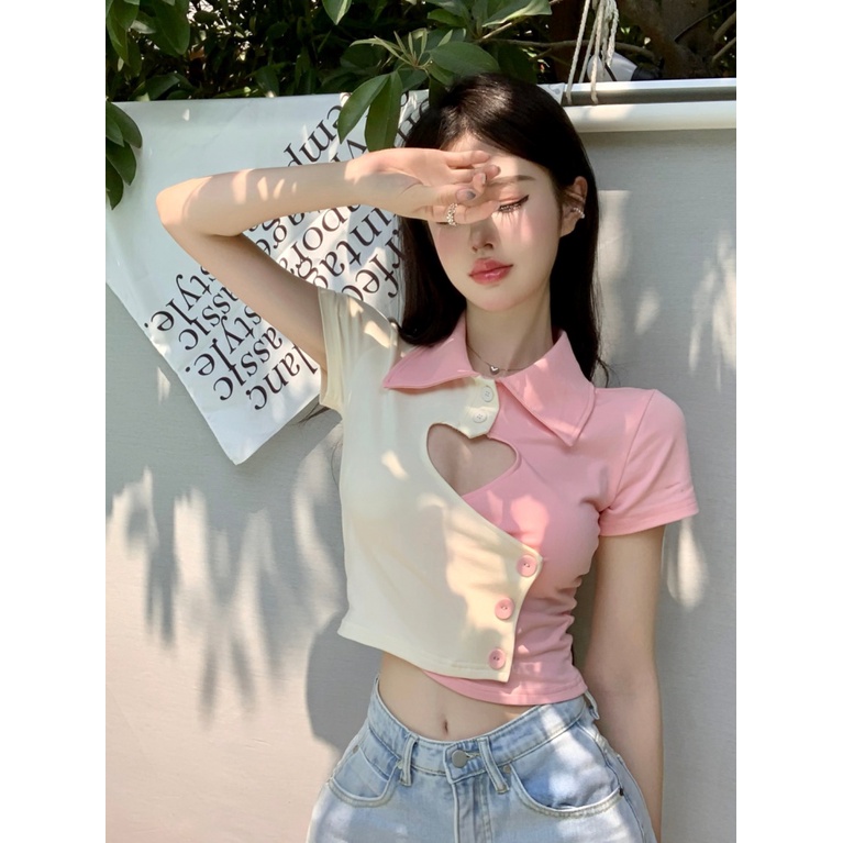 Áo Croptop Tay Ngắn Dáng Ôm Thời Trang Mùa Hè Xinh Xắn Cho Nữ