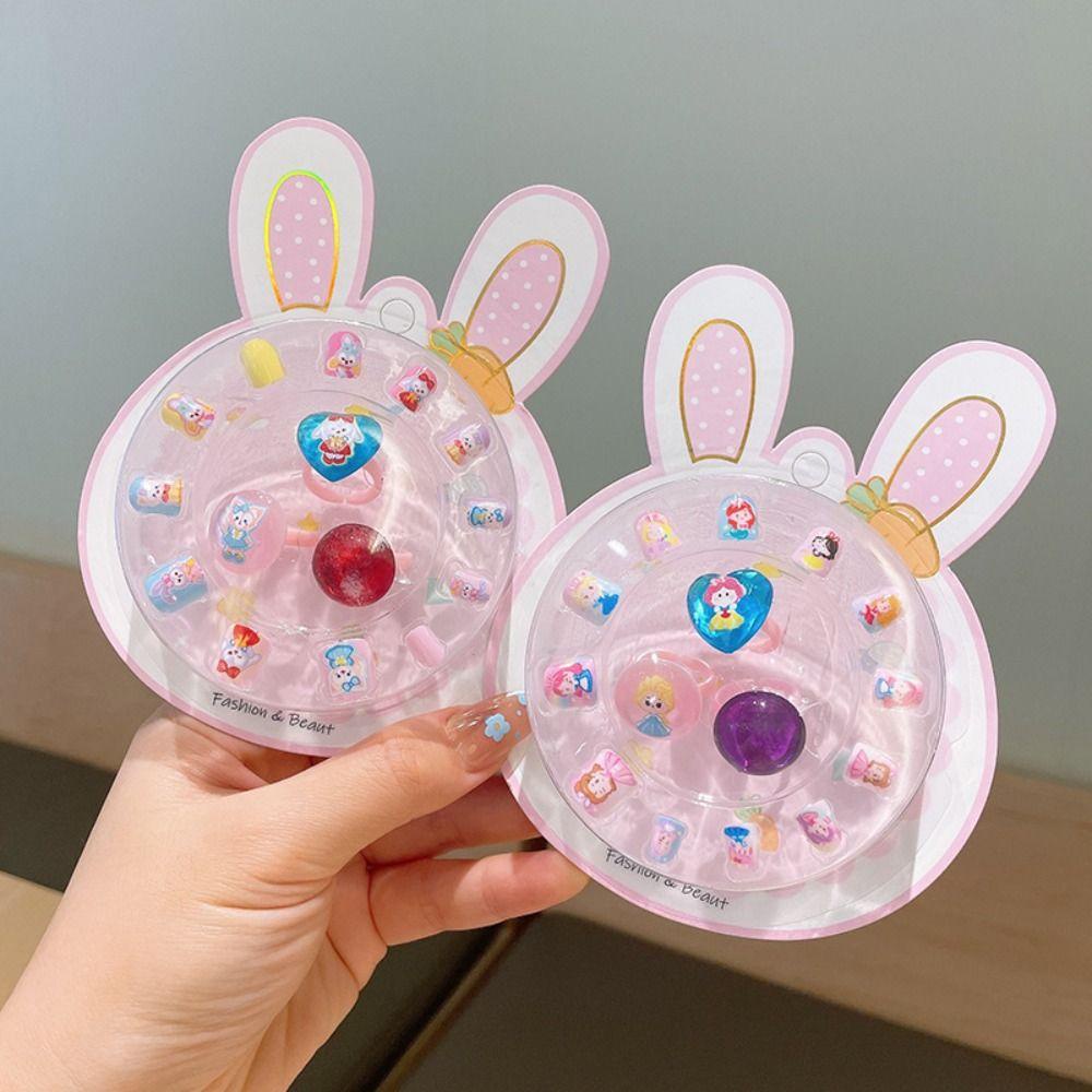 JARRED Bộ Móng Tay Giả Hình Thỏ Hoạt Hình Dễ Thương Cho Bé Gái