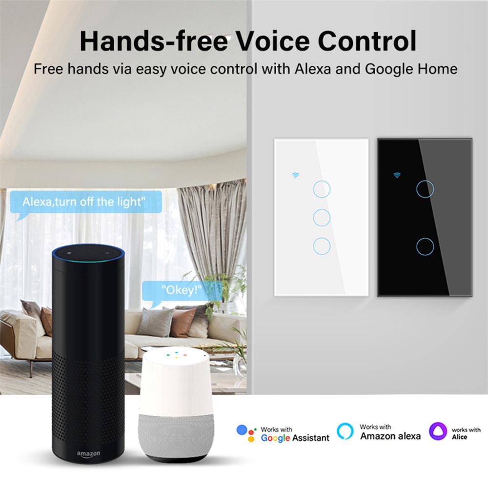 Aubess Tuya Wifi Công tắc gắn tường thông minh Điều khiển từ xa bằng giọng nói Alexa Google Home
