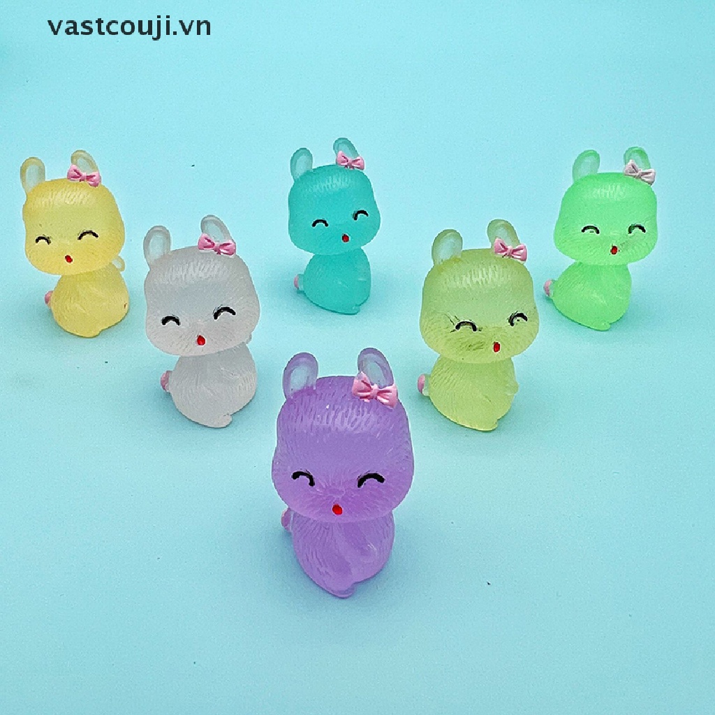 Set 2 Phụ Kiện Trang Trí Điện Thoại Hình Chú Thỏ Bằng Nhựa Phát Quang Độc Đáo DIY