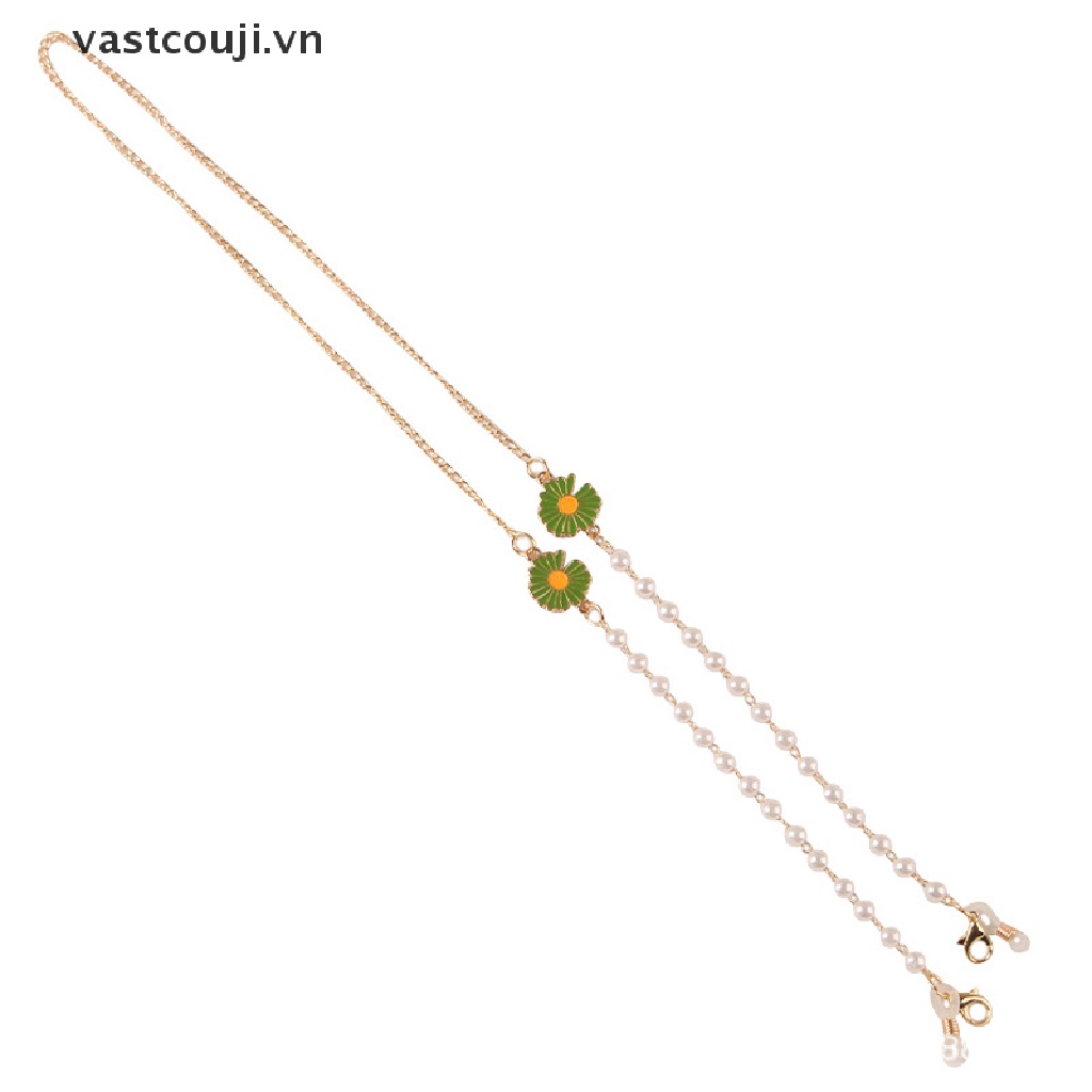 Dây Đeo Mắt Kính Đính Hạt Ngọc Trai Hình Hoa Cúc Xinh Xắn Đa Năng