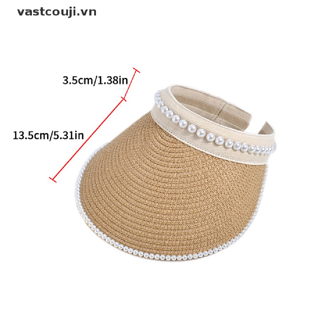 Mũ Lưỡi Trai Hở Chóp Đính Ngọc Trai Thời Trang Mùa Hè Cho Nữ