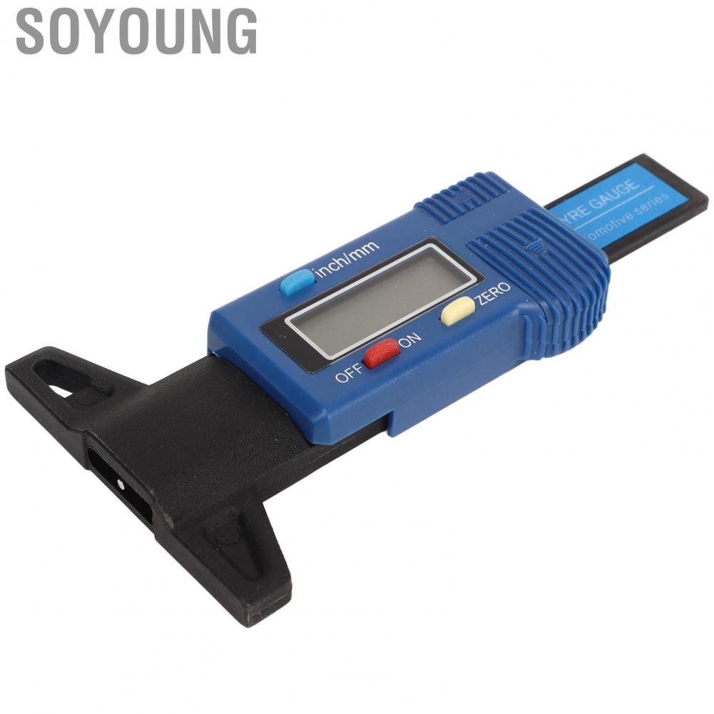 Soyoung Car Tyre Tread Depth Gauge  0-25.4mm Portable Solid Structure 1.55V Universal Fitment Digital Tire Tool for Truck