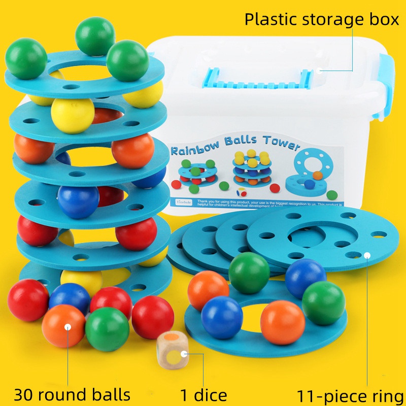 Đồ Chơi Tháp Bóng Cầu Vồng Luyện Tập Nhận Thức Nhận Thức Cho Trẻ Em