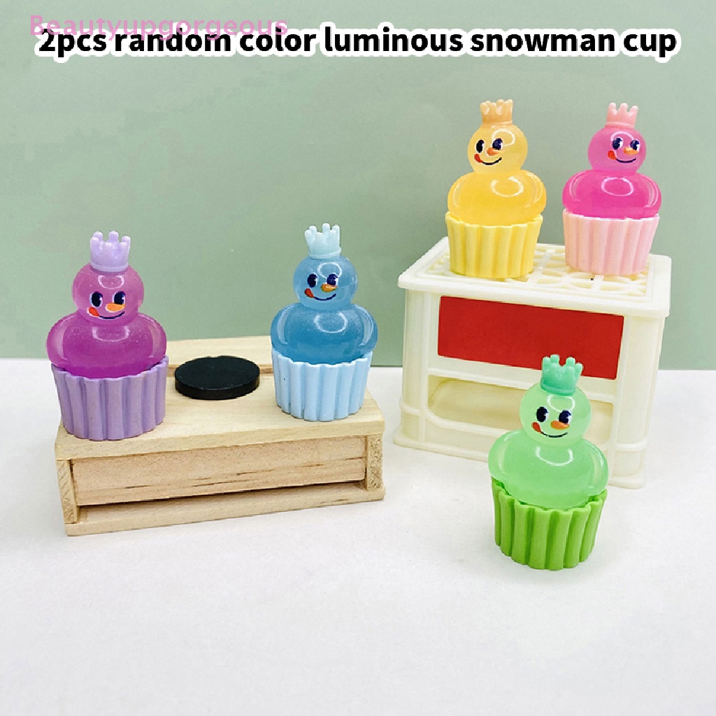 Set 2 Đồ trang trí Người Tuyết Dạ Quang Mini Bằng Nhựa Resin Dễ Thương Dùng Trang Trí Bánh Kem
