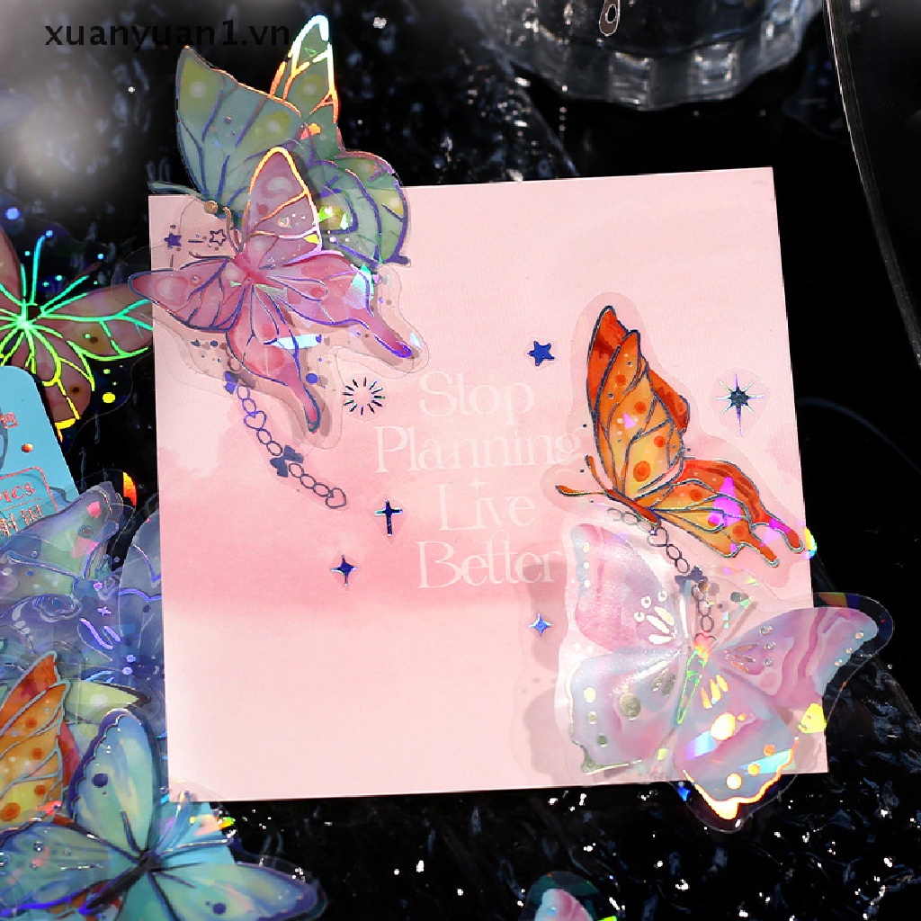 Set 20 Miếng Dán Hình Bướm / Bong Bóng Phong Cách Vintage Dùng Trang Trí Sổ Tay DIY