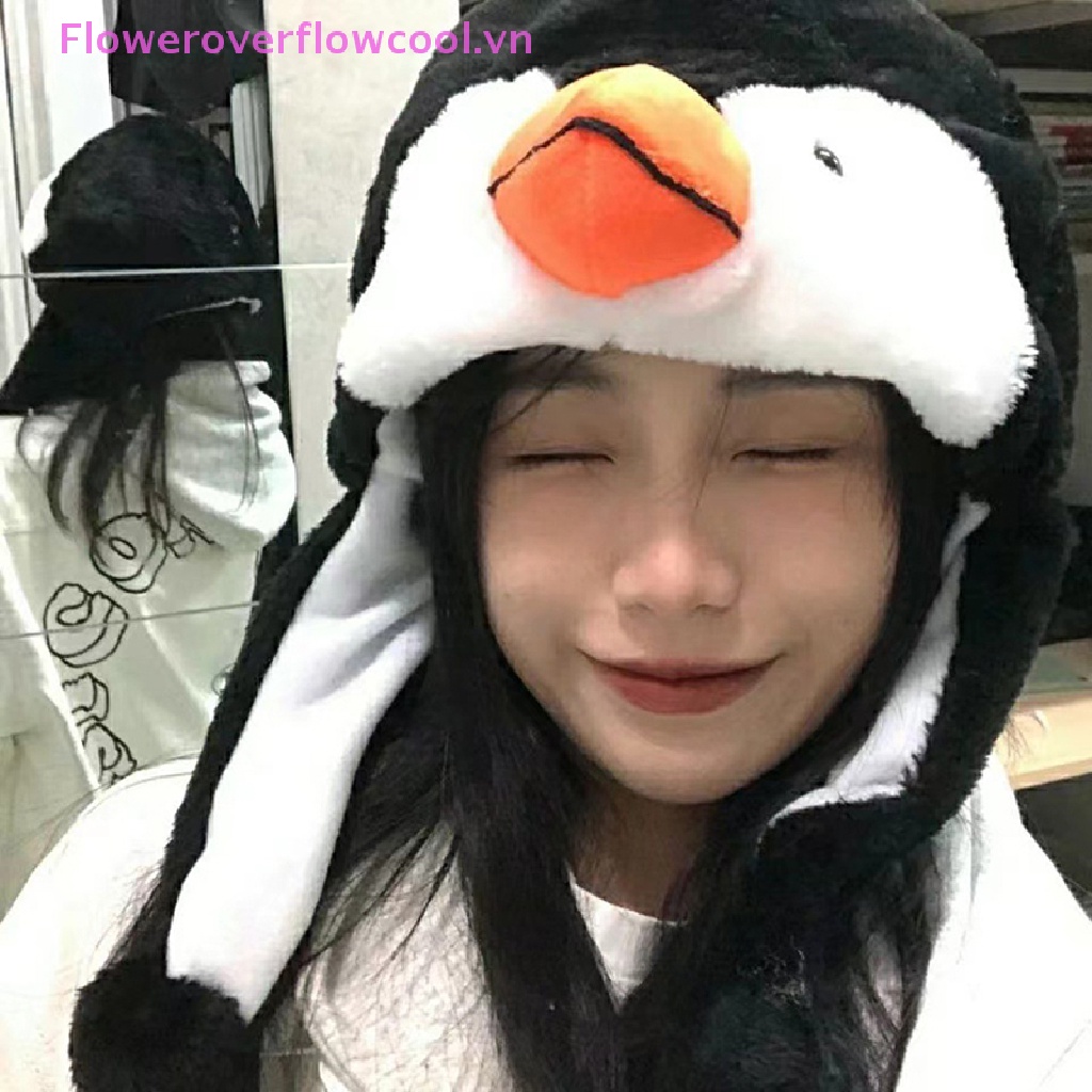 1 Mũ Trùm Đầu Giữ Ấm Hình Chim Cánh Cụt Hoạt Hình