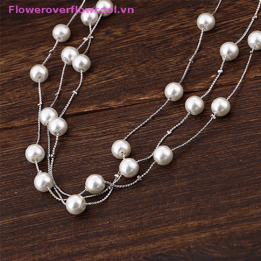 Bộ Trang Sức Gồm Vòng cổ / Vòng Tay / Bông Tai Nhiều Lớp Đính Ngọc Trai Thời Trang Cho Nữ