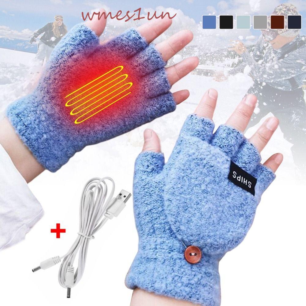 Găng Tay Len Hở Ngón Mùa Đông Mềm Mại Dày Dặn 15H USB Cho Nam Nữ