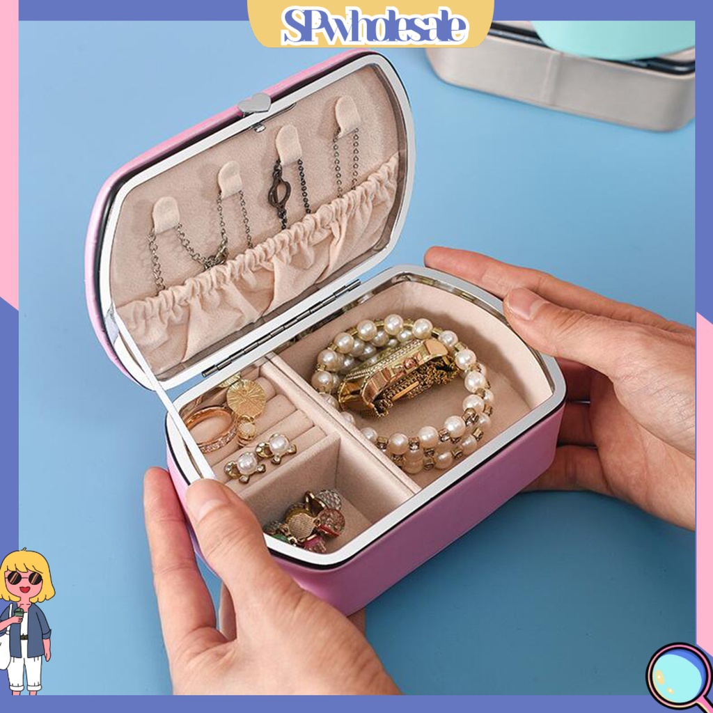<SPwholesale> Hộp Đựng Trang Sức Giả Da Chống Bụi Có Nắp Điều Chỉnh Được Thông Dụng Cho Du Lịch