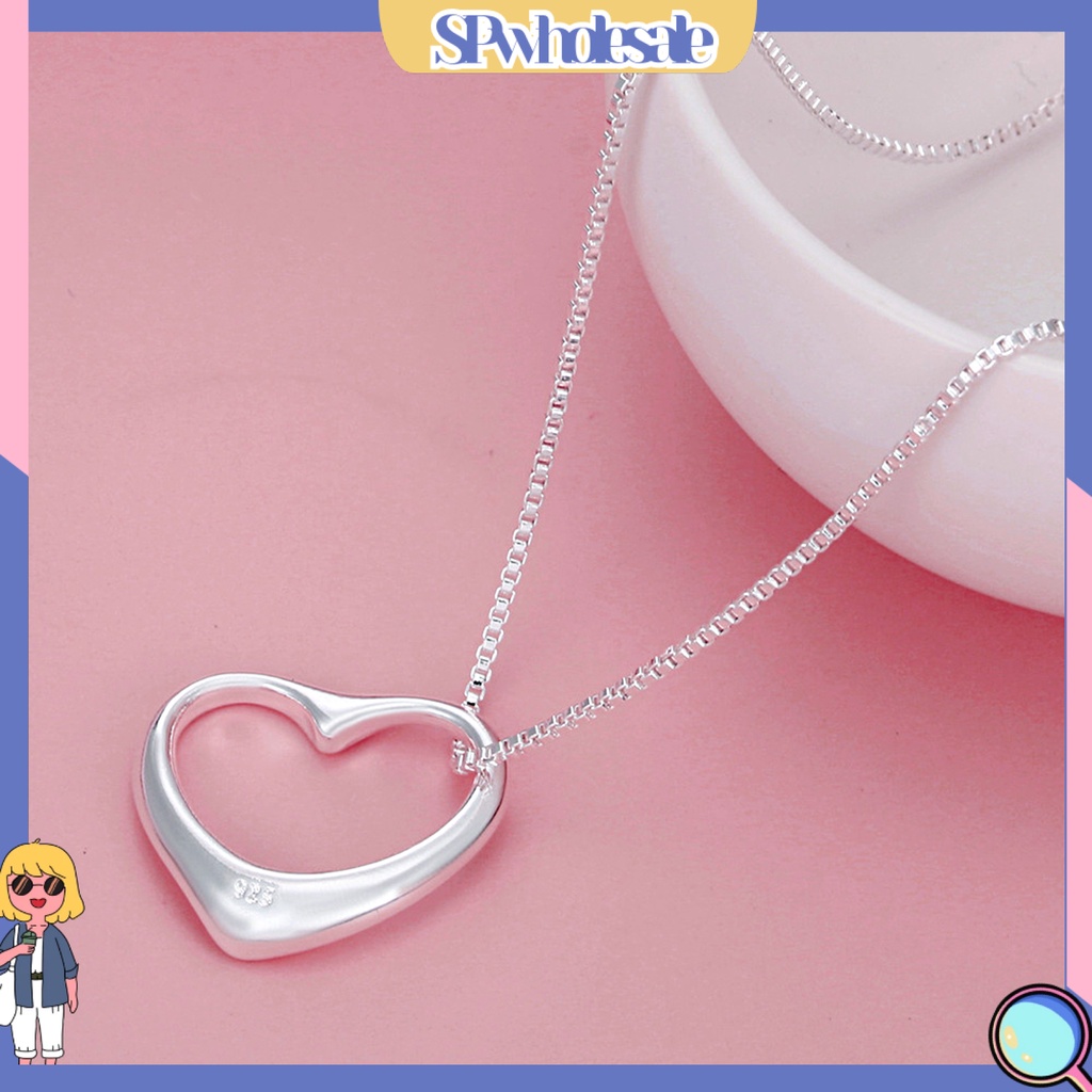 Vòng cổ Mạ Bạc 925 Mặt Hình Trái Tim Sáng Tạo Thời Trang Dành Cho Nữ