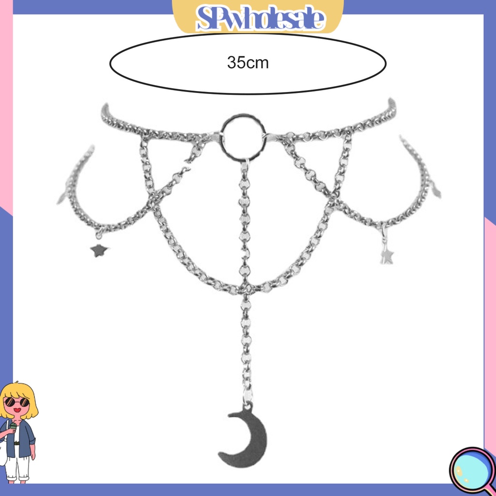 &lt;SPwholesale&gt; Vòng Cổ Choker Hợp Kim Nghệ Thuật Hình Trăng Sao Phong Cách Gothic