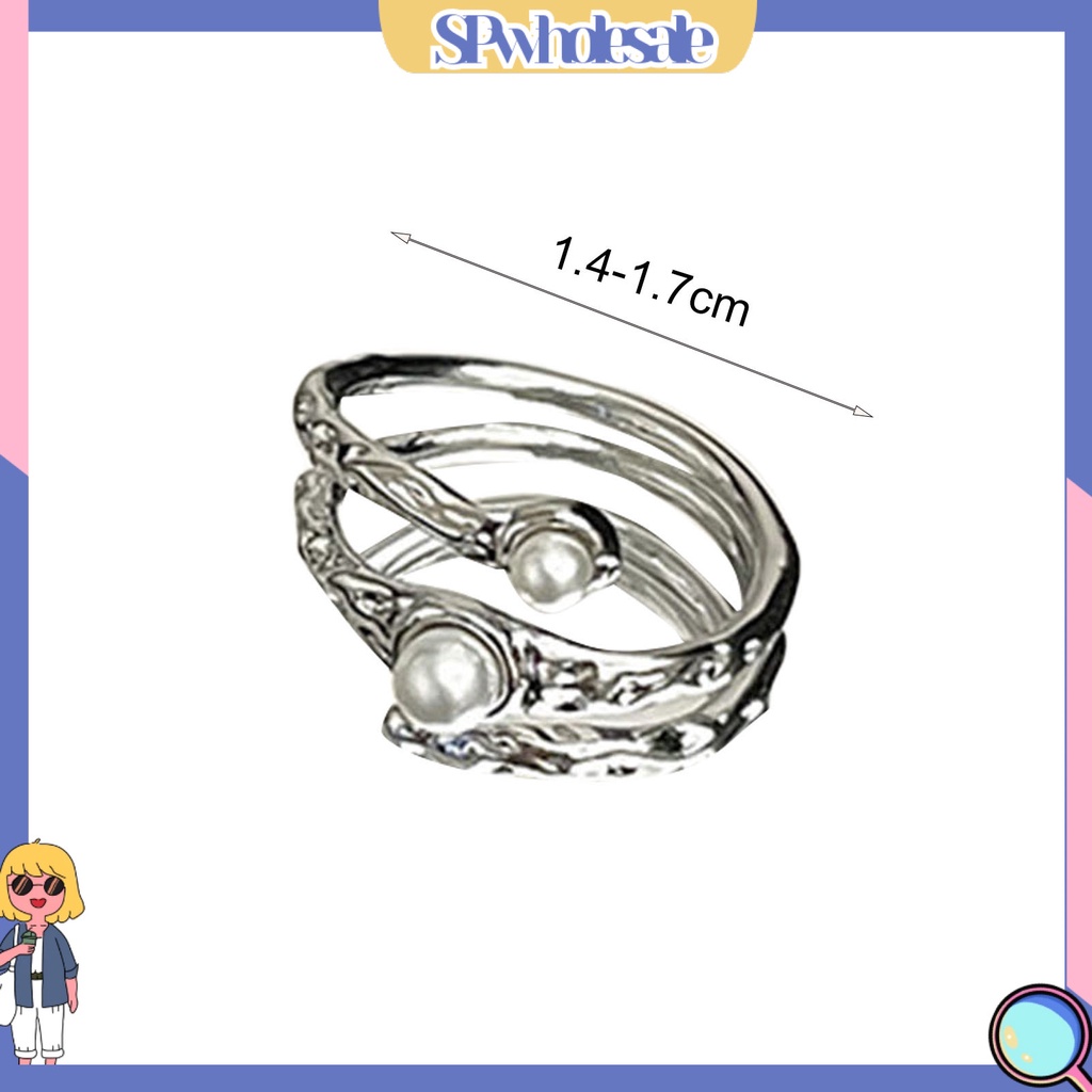 <SPwholesale> Nhẫn Kim Loại Xếp Ly Giả Ngọc Trai Phối Tua Rua Phong Cách Gothic Làm Quà Sinh Nhật Cho Nữ