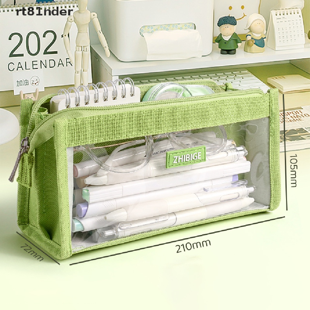 Túi Đựng Bút Sáu Ngăn Trong Suốt Sức Chứa Lớn Có Khóa Kéo Tiện Dụng