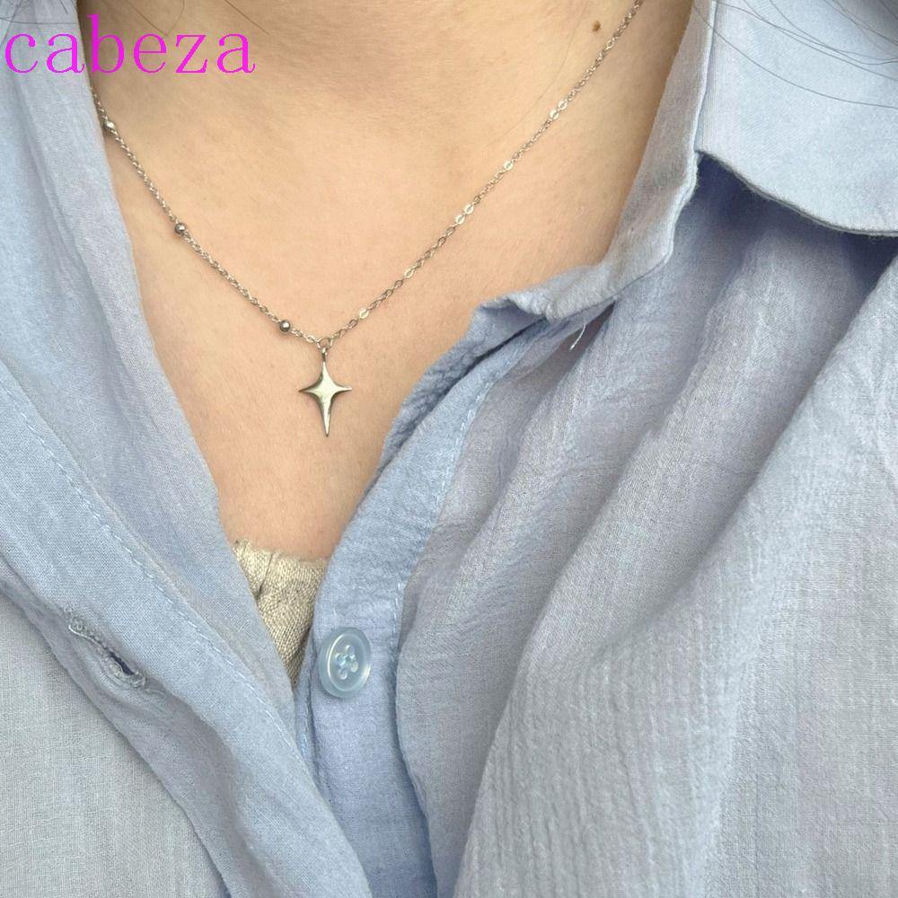 Vòng Cổ Choker Bằng Thép Titan Mặt Hình Ngôi Sao Bốn Cánh Đơn Giản Thời Trang Cho Nữ