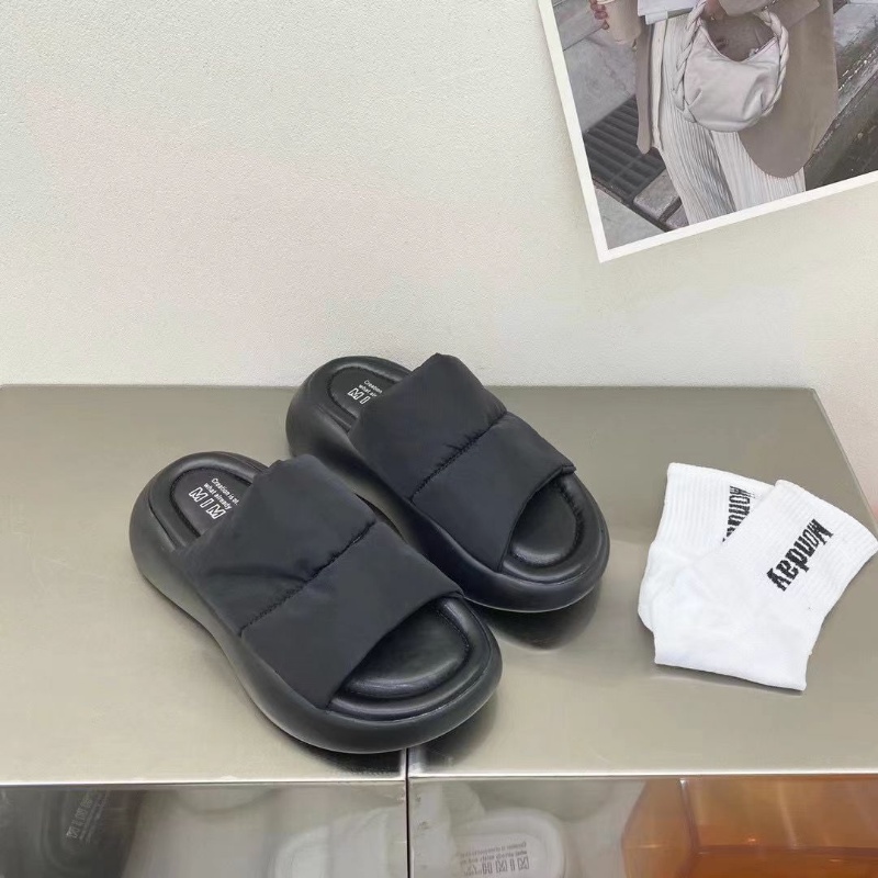 Kisstyle Dép Sandal Xỏ Ngón Đế Dày Mũi Tròn Bằng Vải Mềm Thoáng Khí Thoải Mái Ngoài Trời Cho Nữ