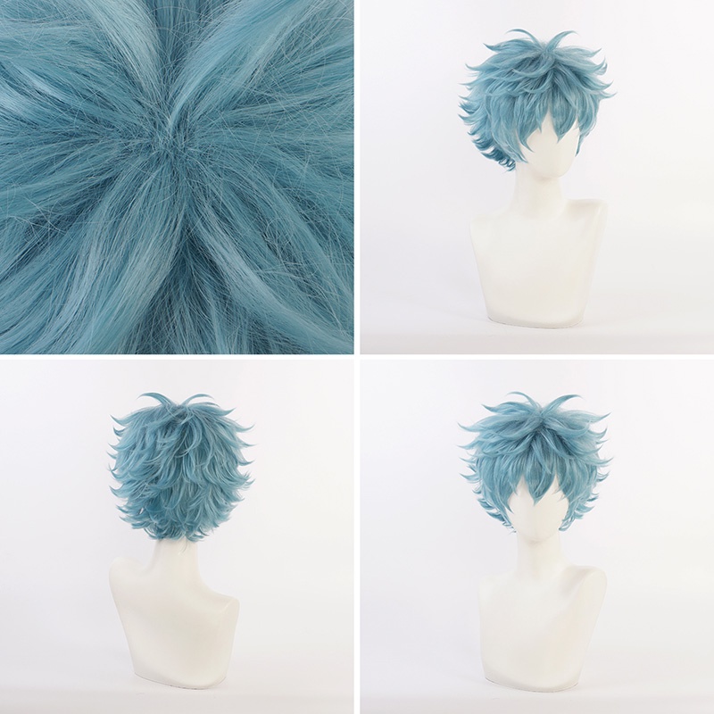 Tóc Giả Ngắn Màu Xanh Dương Họa Tiết Hoạt Hình Anime Tokyo Revengers Nahoya Kawata ​Tóc Giả Bằng Sợi Tổng Hợp Cách Nhiệt Hóa Trang Halloween