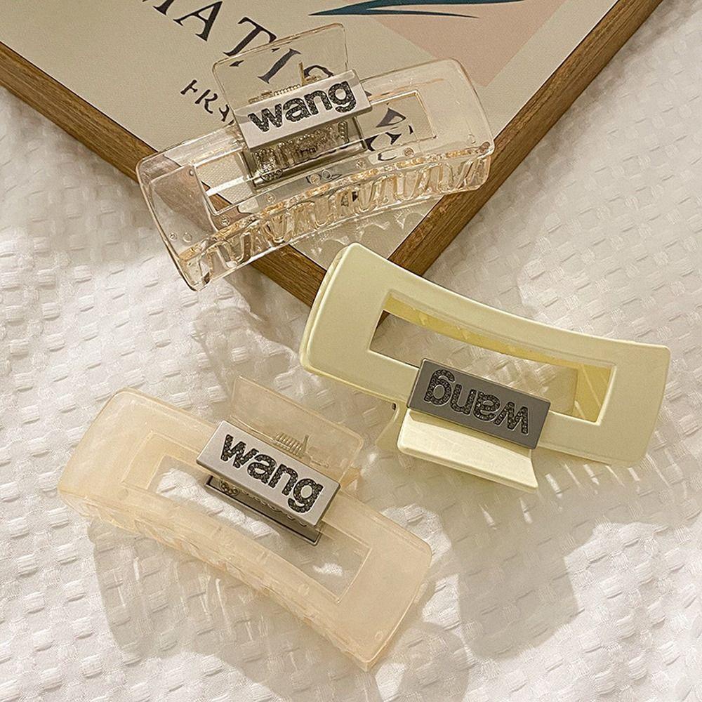Kẹp Tóc Đuôi Ngựa Lớn Họa Tiết Chữ Wang Hình Học Rỗng Lấp Lánh Kiểu Vintage Thanh Lịch Thích Hợp Làm Quà Tặng Cho Bạn Gái