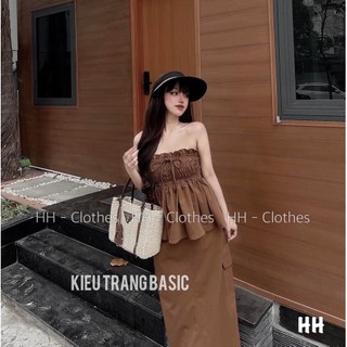 Set đi chơi, set 2 món áo cúp ngực bochun xòe phối chân váy dài cực hot