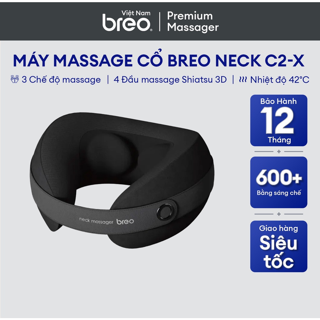 Máy Massage cổ BREO Neck C2-X | 3 chế độ Massage | Thiết kế dạng sóng với cơ chế xoay 360° | Giảm đau nhức và mệt mỏi