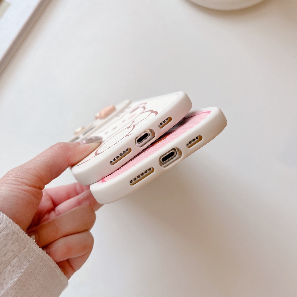 Ốp Điện Thoại Silicon TPU Mềm Hình Gấu Thỏ Hoạt Hình 3D Bảo Vệ Camera Cho iPhone 14 Pro Max 14 Plus 13 12 11