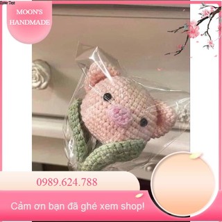 Hoa len hình đầu thú dễ thương.Hoa len Handmade