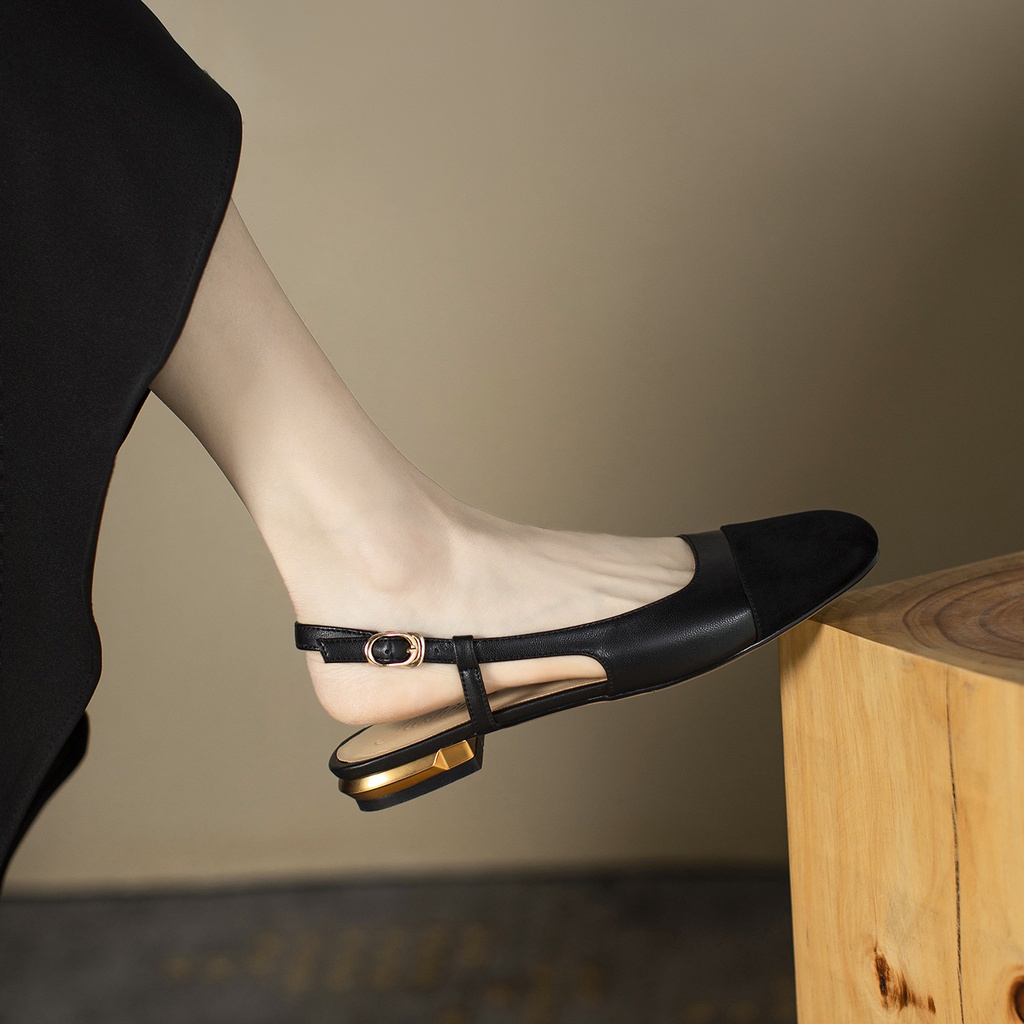 Giày Sandal Mũi Tròn Đế Bằng Size 34-40 Thời Trang Cho Nữ làm việc 2023