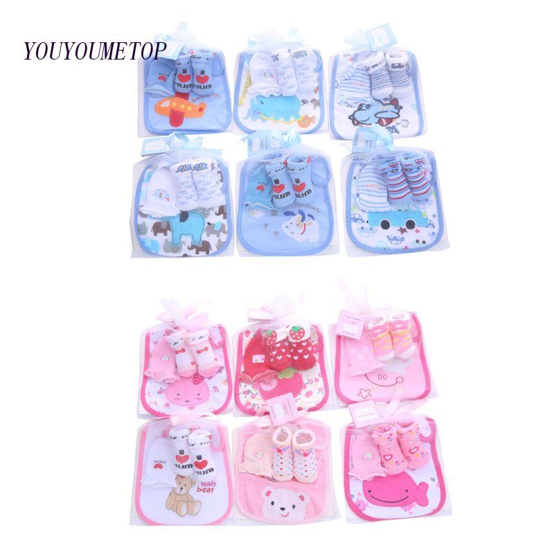 Găng Tay Cotton Mềm Mại Chống Trầy In Họa Tiết Hoạt Hình Cho Bé Sơ Sinh 0-6 Tháng Tuổi