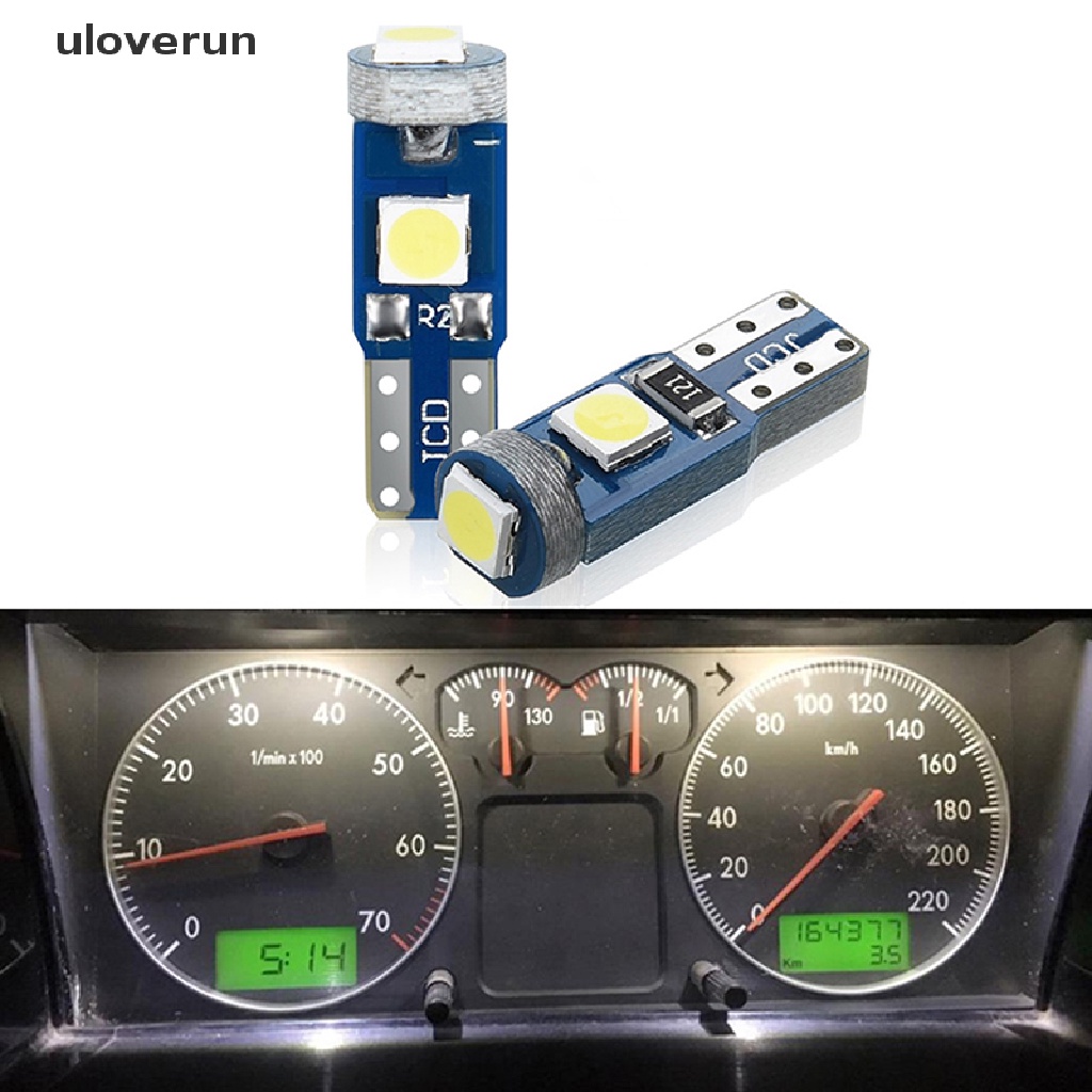Set 10 Đèn Led T5 W3W W1.2W 3030 Ánh Sáng Trắng Ấm Gắn Bảng Điều Khiển Xe Hơi