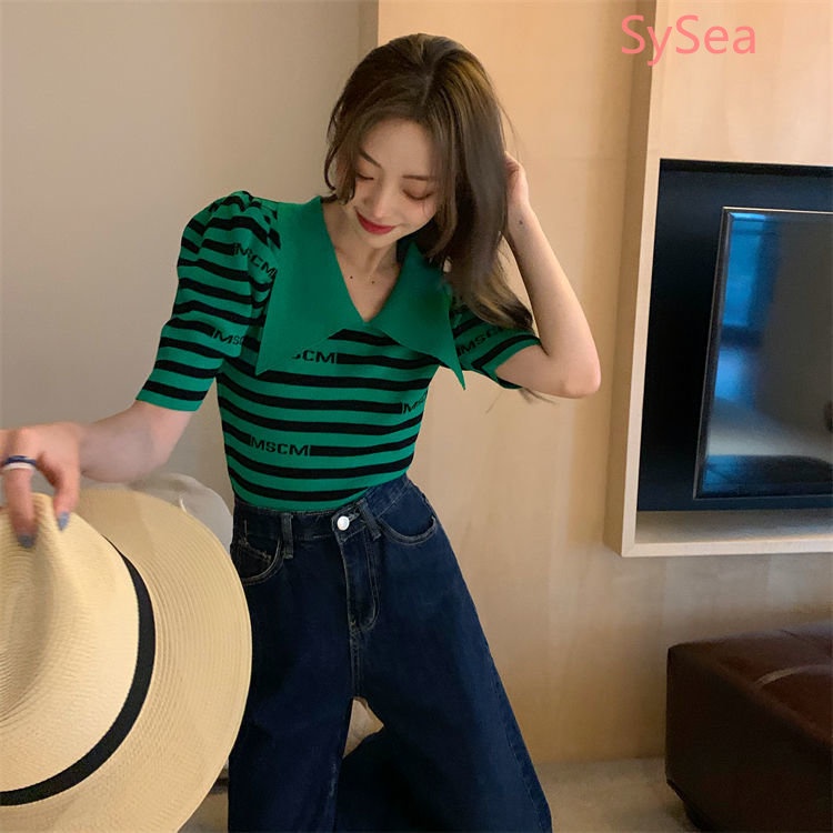 Áo Dệt Kim Kẻ Sọc Thời Trang Hè Cho Nữ