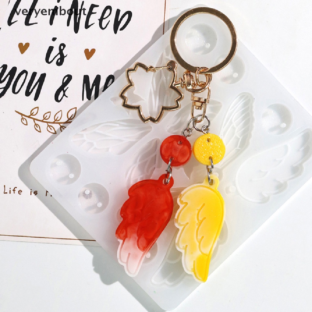 Khuôn Silicone Làm Mặt Dây Chuyền / Móc Khóa Hình Bướm / Lông Vũ DIY