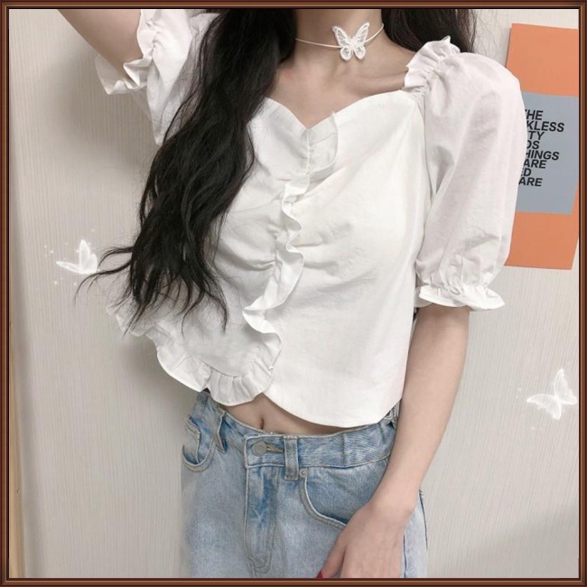 Áo Thun Tay Ngắn Cổ Vuông Màu Sắc Thanh Lịch Dành Cho Nữ