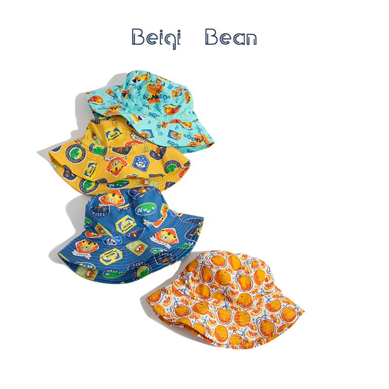 Mũ Bucket Chất Liệu Cotton Chống Tia UV In Họa Tiết Hoạt Hình Dễ Thương Thời Trang Mùa Hè Cho Bé Trai Và Gái