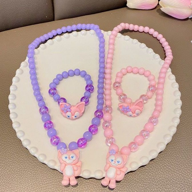 Bộ Trang Sức Vòng Cổ Nhẫn Bông Tai Kiểu Hoạt Hình Màu Dạ Quang Dễ Thương Cho Bé