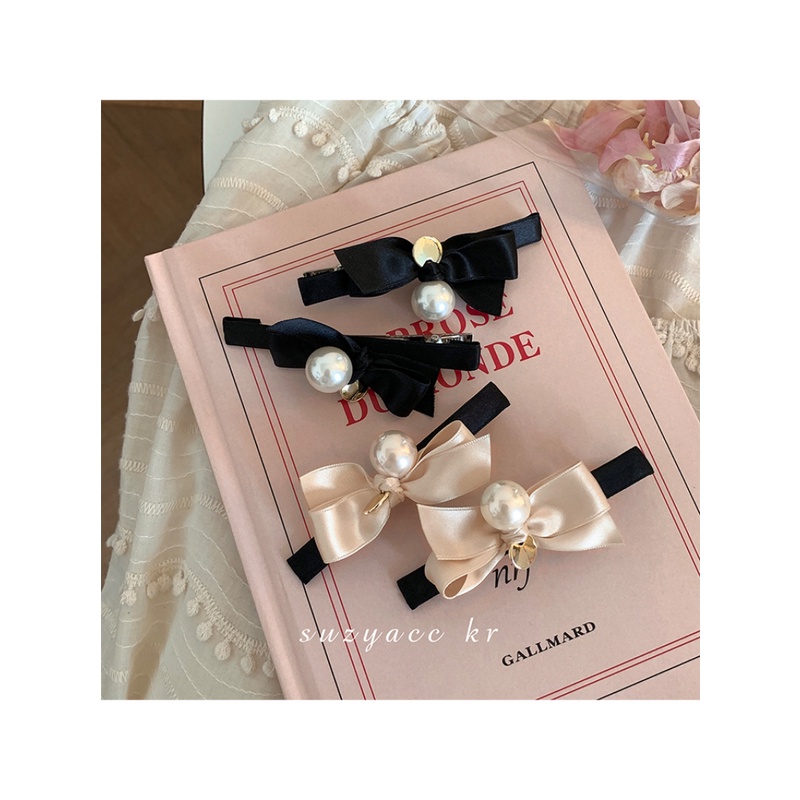 Kẹp Tóc Hình Nơ Đính Ngọc Trai Phong Cách Retro Pháp Hàng Mới 2023 Dành Cho Bạn Nữ