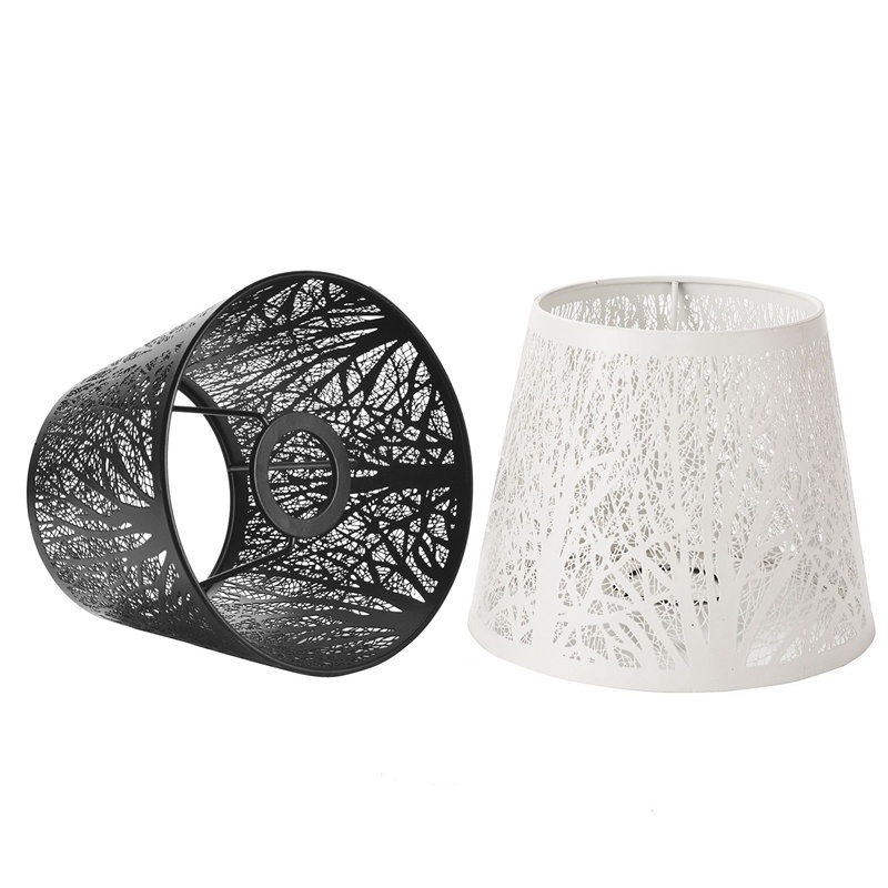 Chụp Đèn Nhỏ Bằng Kim Loại Màu Trắng Có Kẹp Gắn Tường Họa Tiết Cây