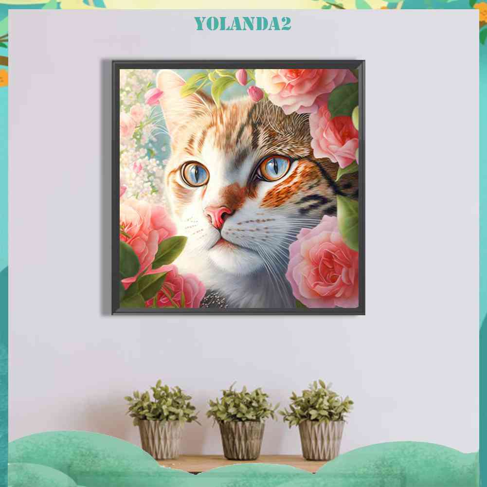 Tranh Đính Đá Kim Cương Toàn Bộ 5D DIY Hình Vẽ Mèo Trang Trí Nhà Cửa