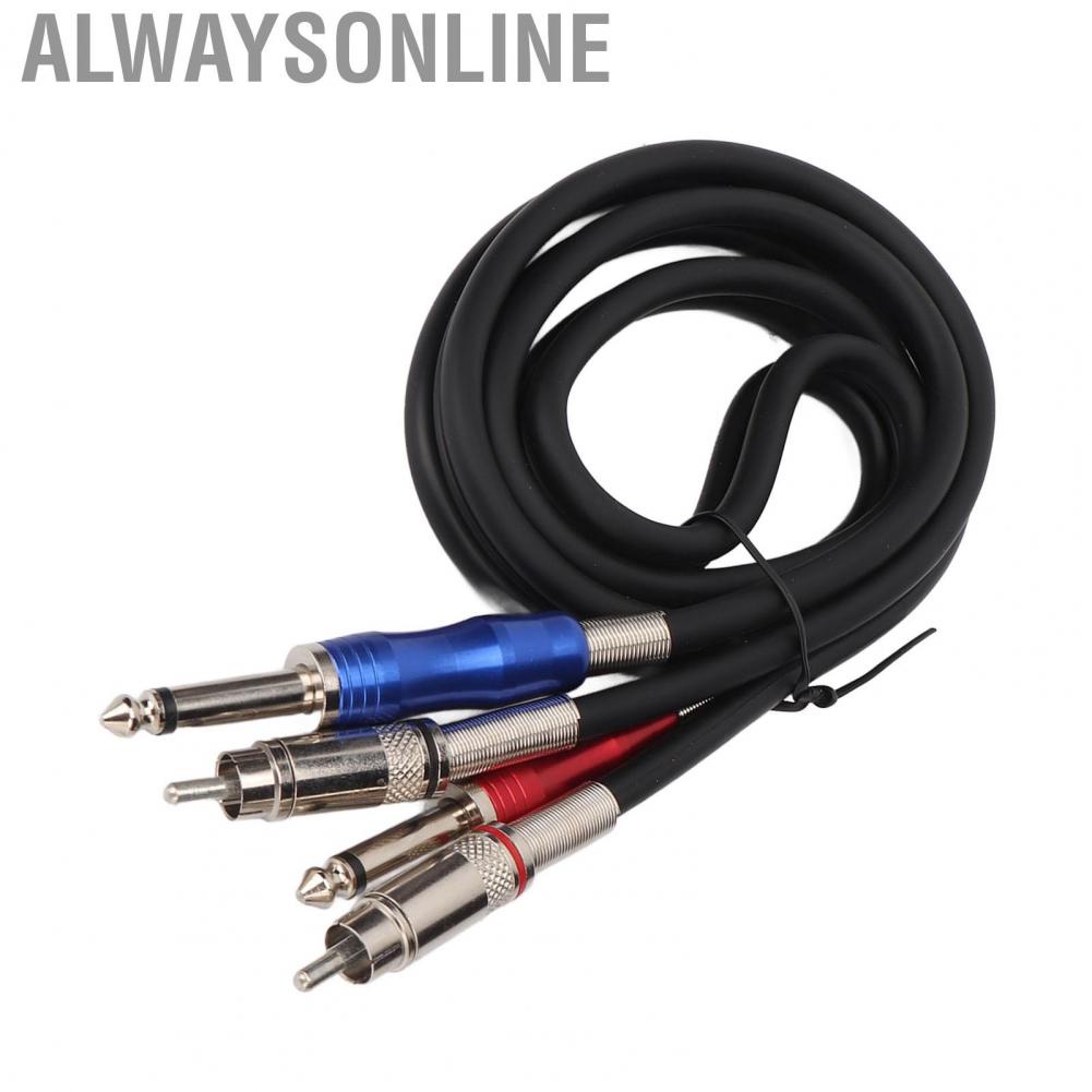 Alwaysonline Dual 1/4 Inch TS To RCA Cable  Male Noise Isolation Detachable 6.35mm Corrosion Resistant for Amplifier TV