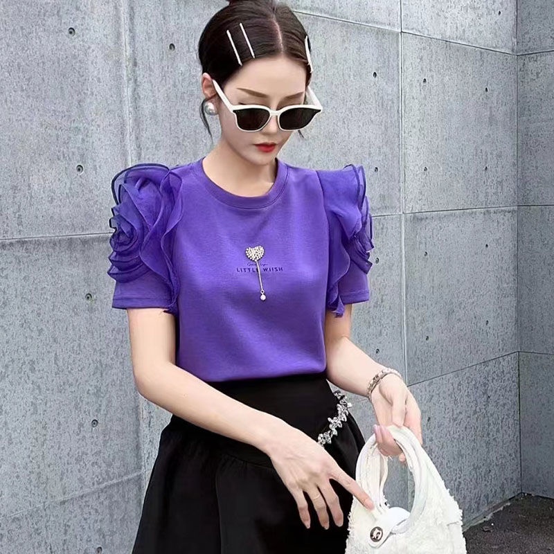 Áo Thun Nữ Cổ Tròn In Hoa Phong Cách Đường Phố Mùa Hè Mới