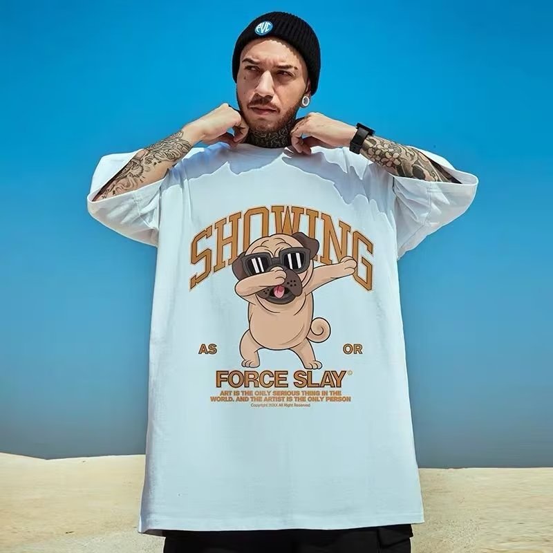 Áo Thun Tay Ngắn In Họa Tiết Hoạt Hình Phong Cách hip hop Hàn Quốc Thời Trang Cho Nam size M-5XL