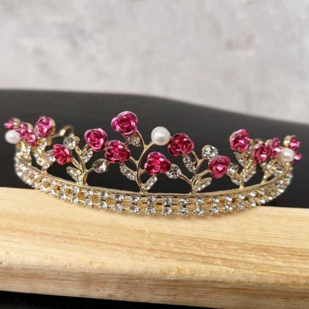 Băng Đô Cài Tóc Đính Hoa Hồng Kiểu Công Chúa Cho Nữ|Băng Đô Hình Vương Miện Xinh Xắn Cho Cô Dâu