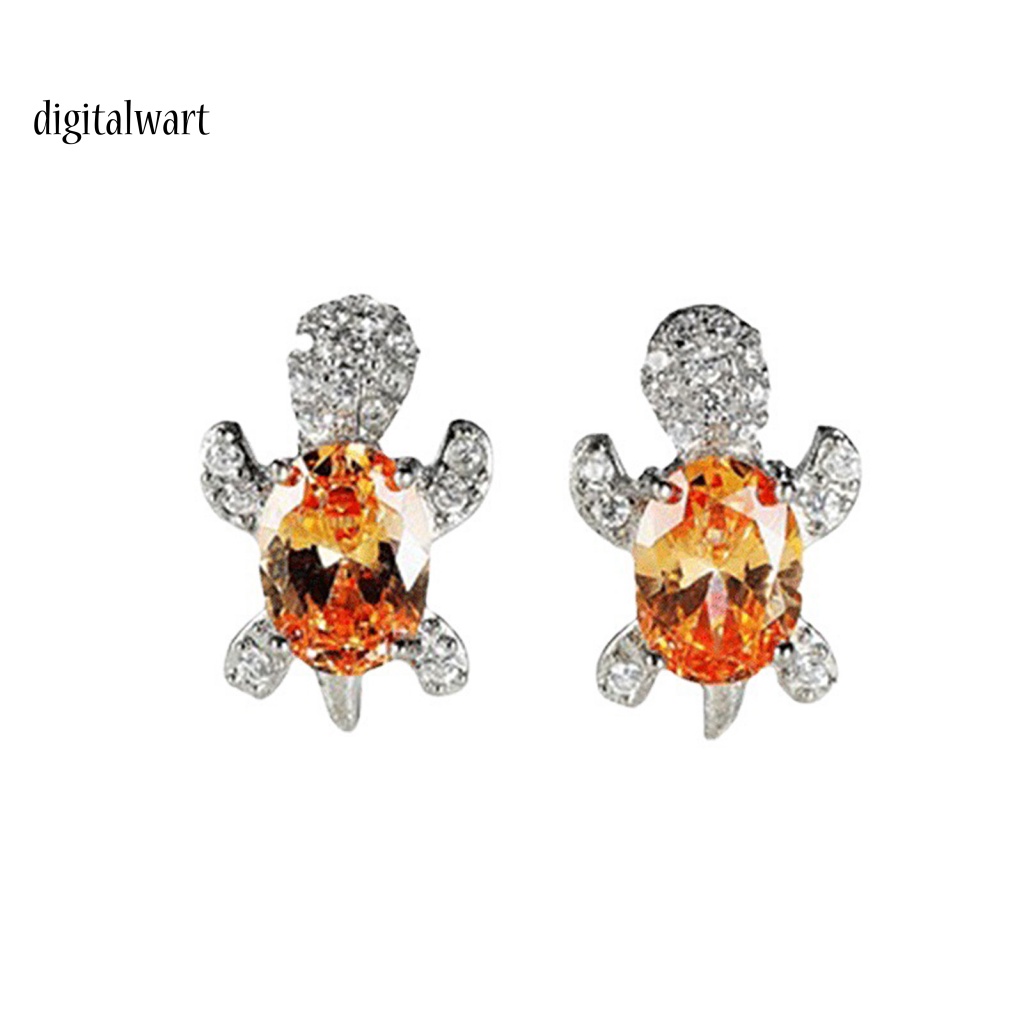 Kỹ Thuật Số| 1 Set Vòng cổ Và Bông Tai Hình Rùa Đính Đá Lấp Lánh