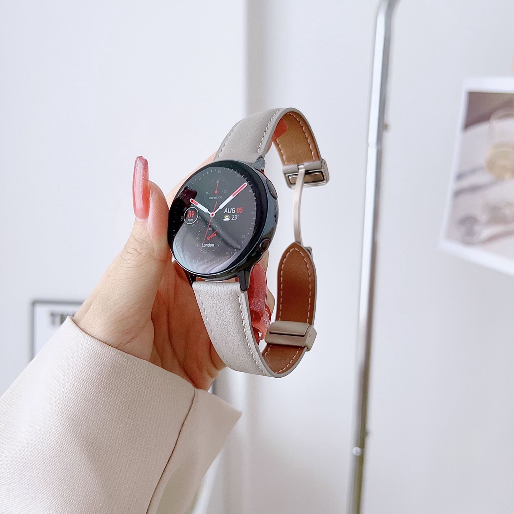 Dây Đeo Bằng Da Có Khóa Nam Châm Cho Đồng Hồ Thông Minh Samsung Galaxy Watch 4 / 5 40mm 44mm 5 Pro 45mm 4 Classic 42mm 46mm