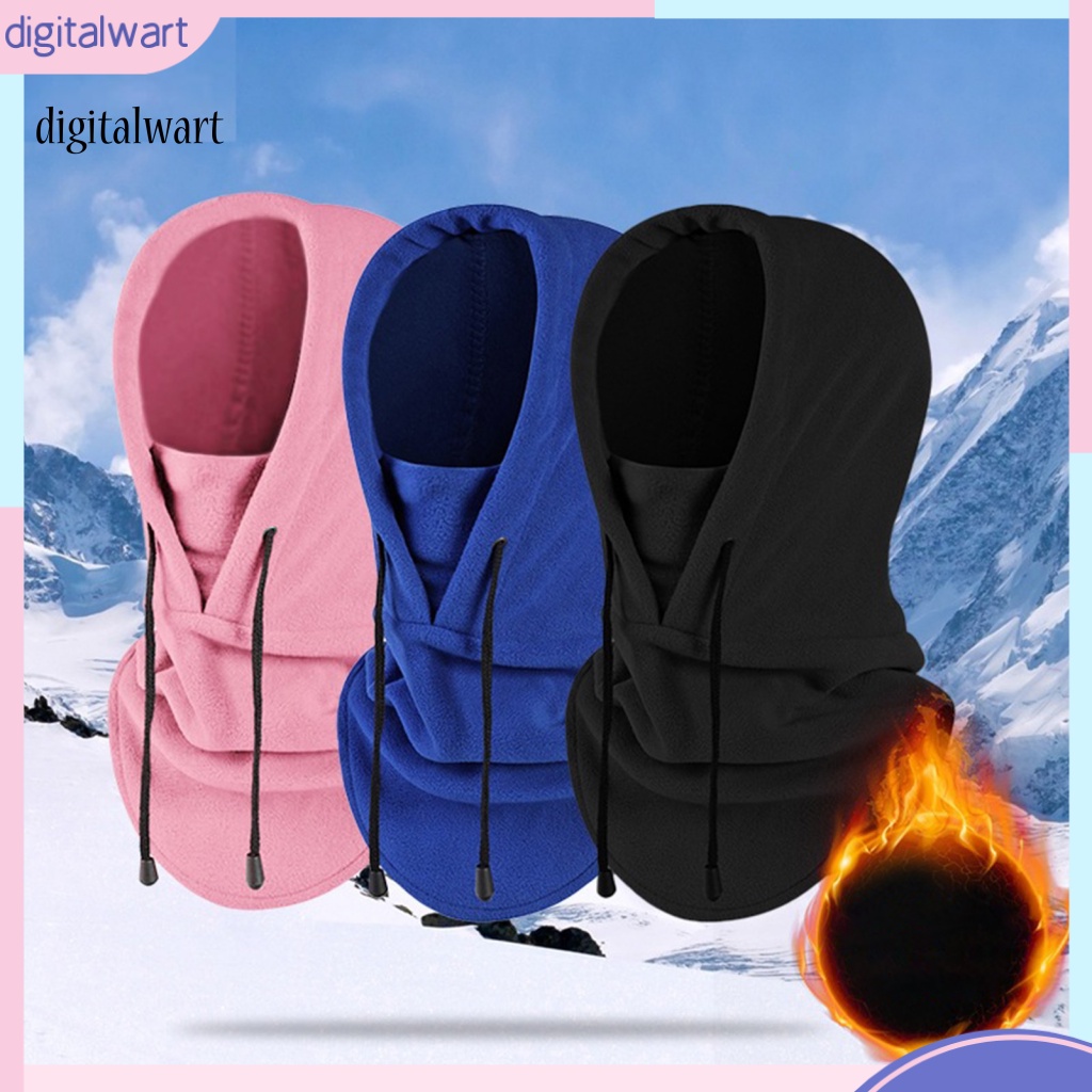 Kỹ Thuật Số| Mũ Balaclava Bằng Lông Cừu Dày Dặn Màu Trơn Có Dây Rút Bảo Vệ Tai Không Vành Cho Unisex