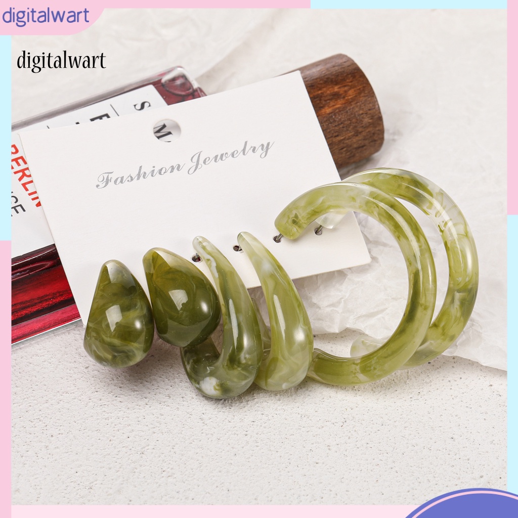 Kỹ Thuật Số| Set 3 Đôi Khuyên Tai Hình Chữ C Trong Suốt Thời Trang Dành Cho Nữ