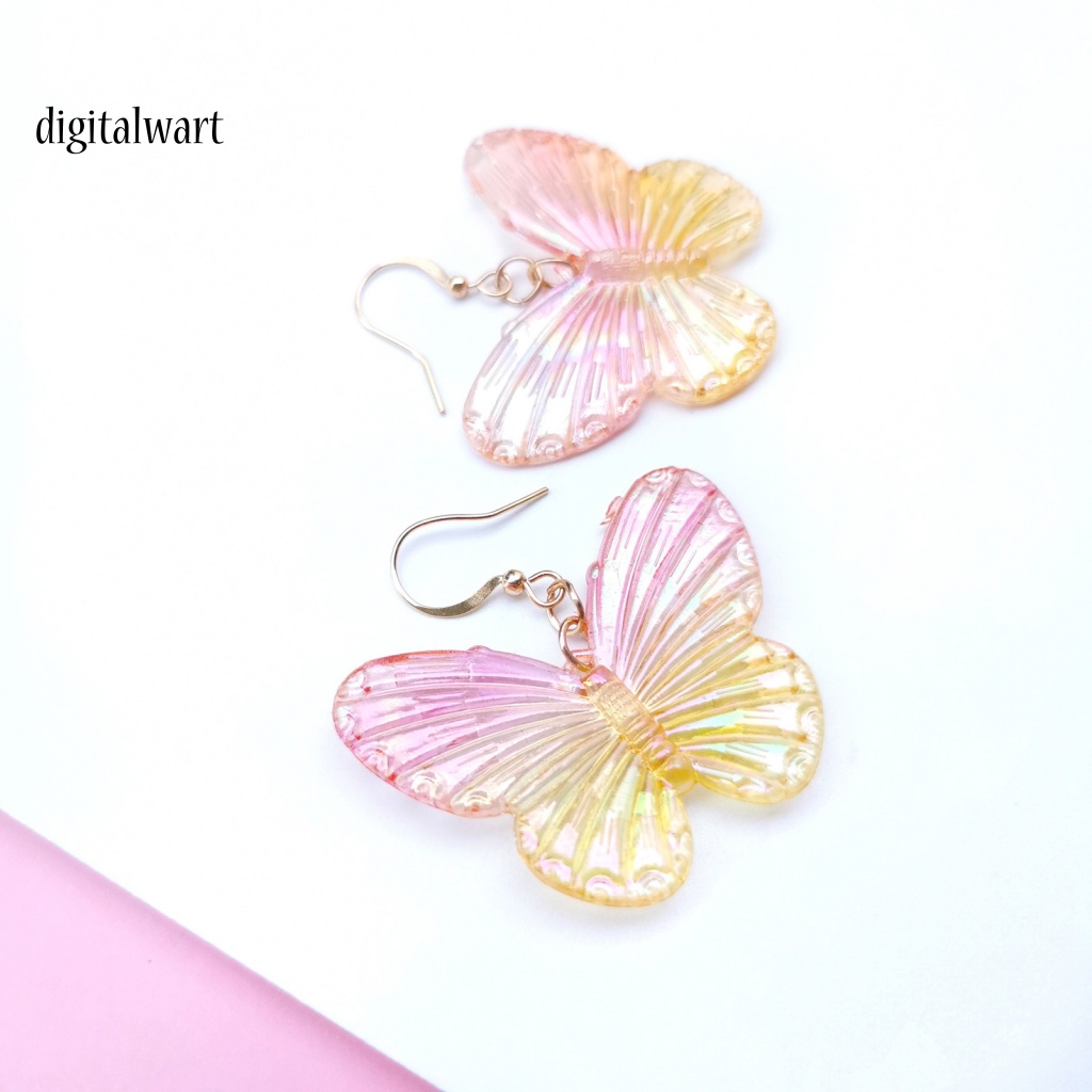 Kỹ Thuật Số| 1 Đôi Bông Tai Acrylic Trong Suốt Hình Bướm Màu Gradient Dành Cho Nữ