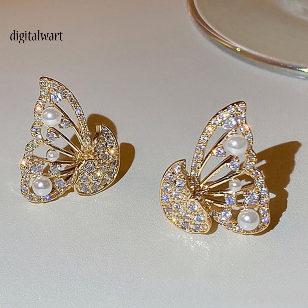 Kỹ Thuật Số| 1 Đôi Bông Tai Hình Con Bướm Đính Đá Thời Trang Dành Cho Nữ