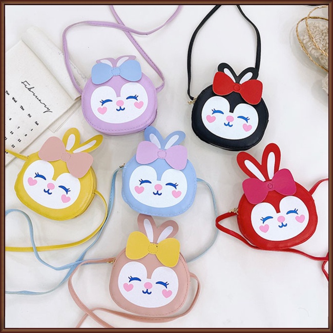 Túi Đeo Chéo Vai Mini Bằng Da Pu Họa Tiết Thỏ Hoạt Hình Dễ Thương Dành Cho Trẻ Em